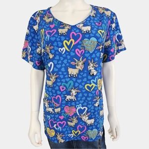 Dickies Goat Inspired V-Neck Scrub Top Size XL